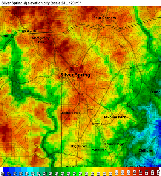 Silver Spring elevation map