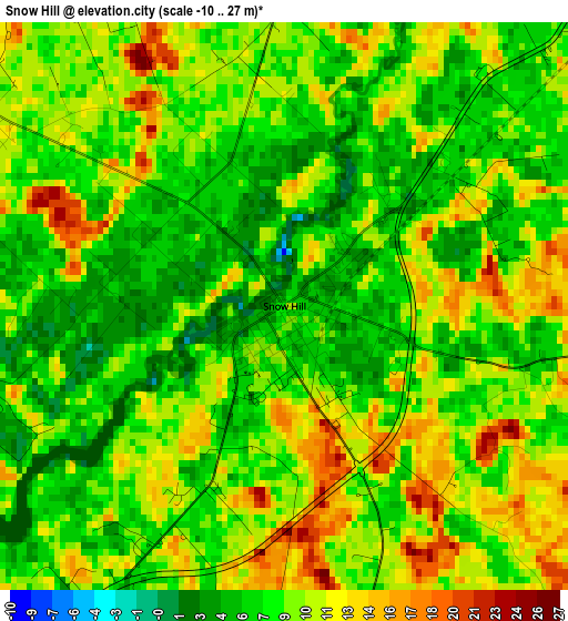 Snow Hill elevation map