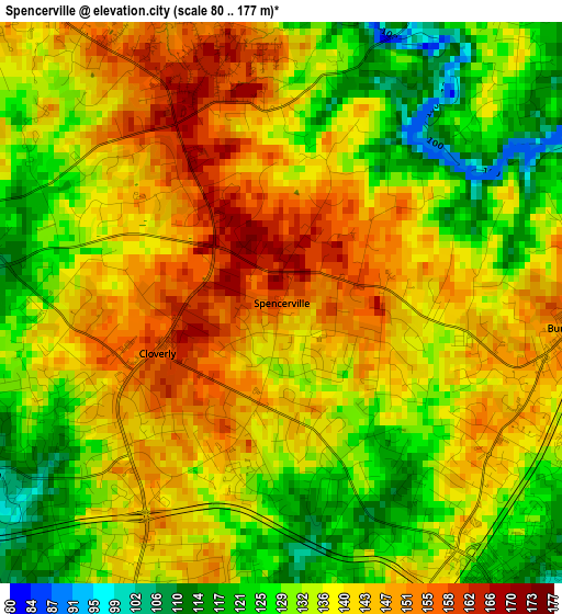 Spencerville elevation map