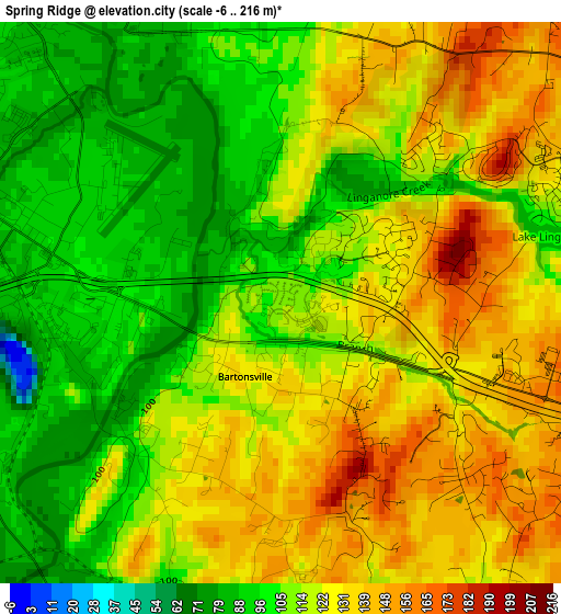 Spring Ridge elevation map