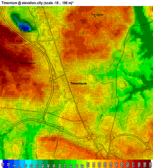 Timonium elevation map