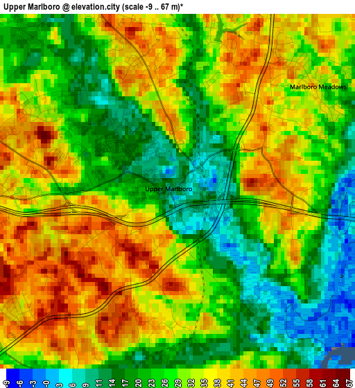 Upper Marlboro elevation map