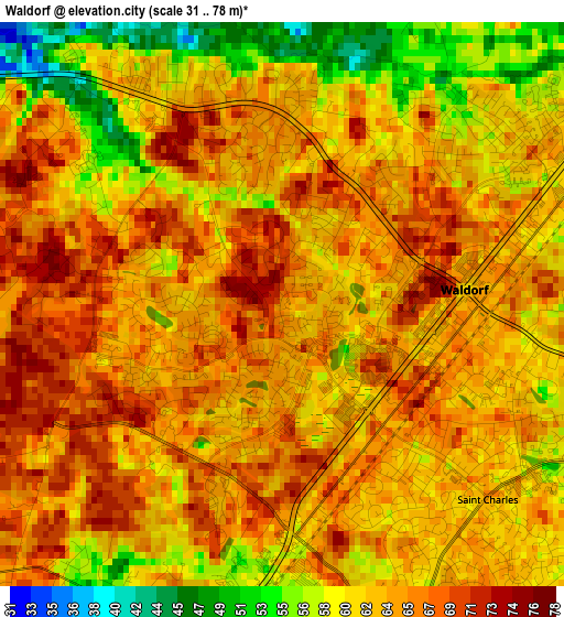 Waldorf elevation map