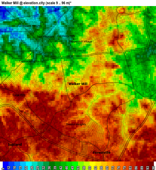 Walker Mill elevation map