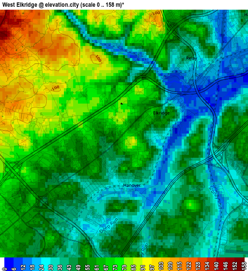 West Elkridge elevation map