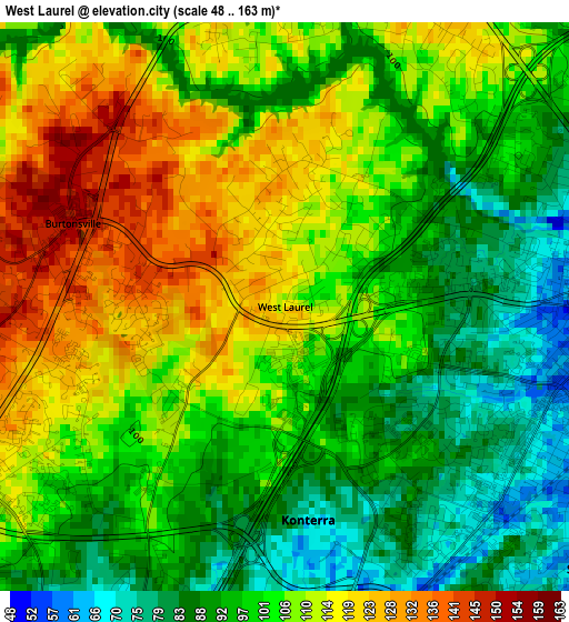 West Laurel elevation map