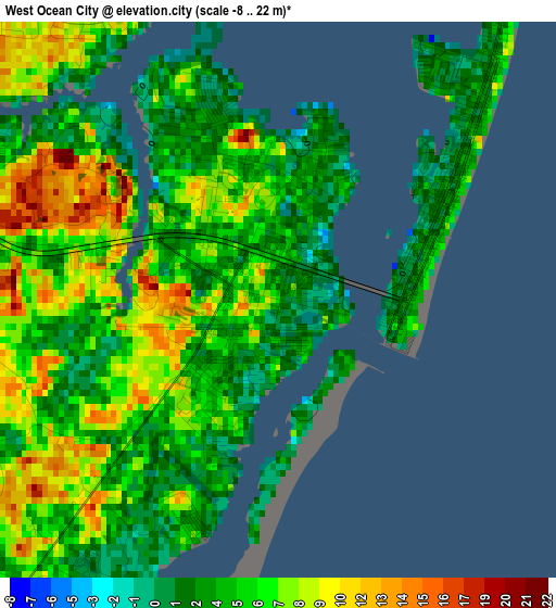 West Ocean City elevation map