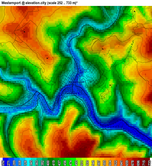 Westernport elevation map