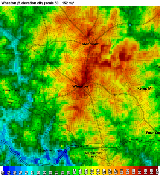 Wheaton elevation map