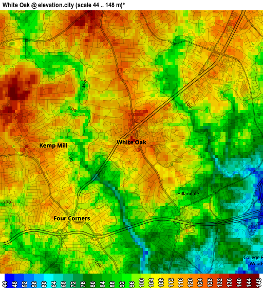 White Oak elevation map