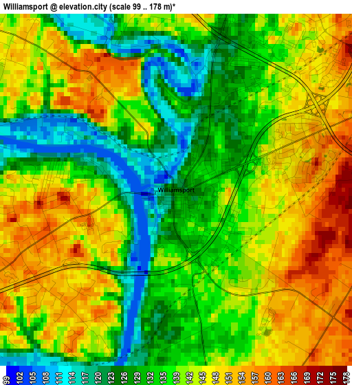 Williamsport elevation map