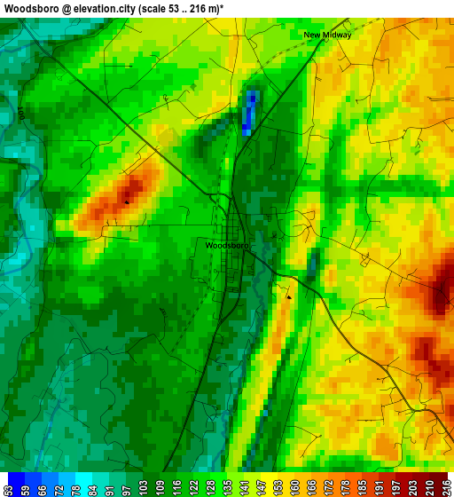 Woodsboro elevation map