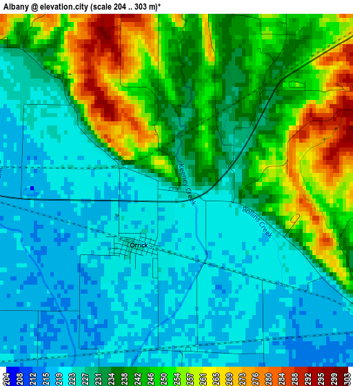 Albany elevation map