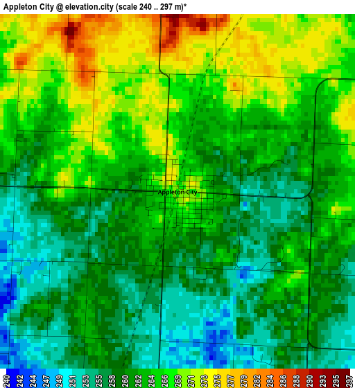 Appleton City elevation map