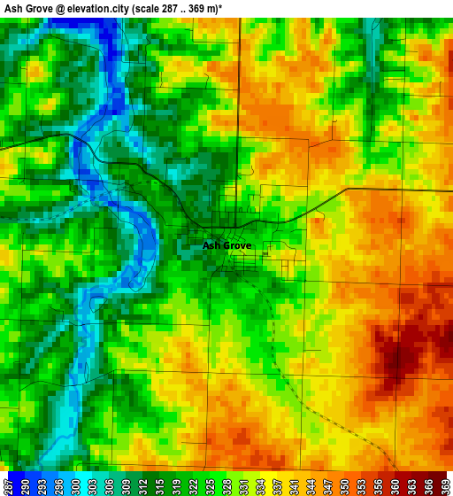 Ash Grove elevation map