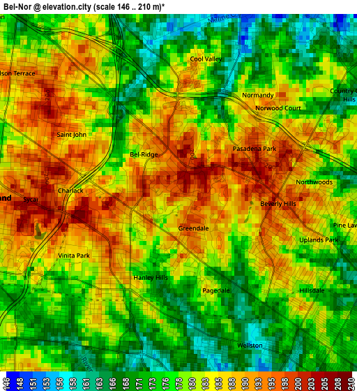 Bel-Nor elevation map