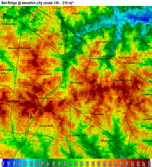 Bel-Ridge elevation map