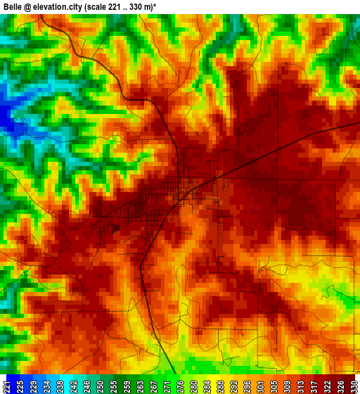 Belle elevation map