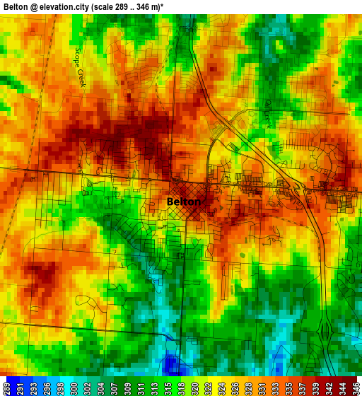 Belton elevation map