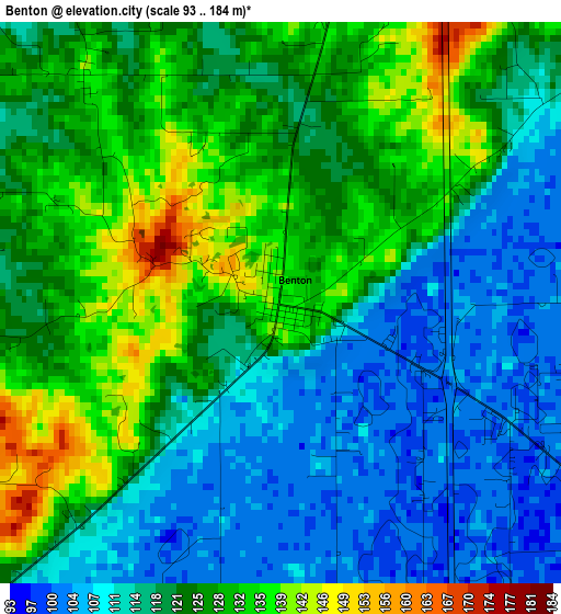 Benton elevation map