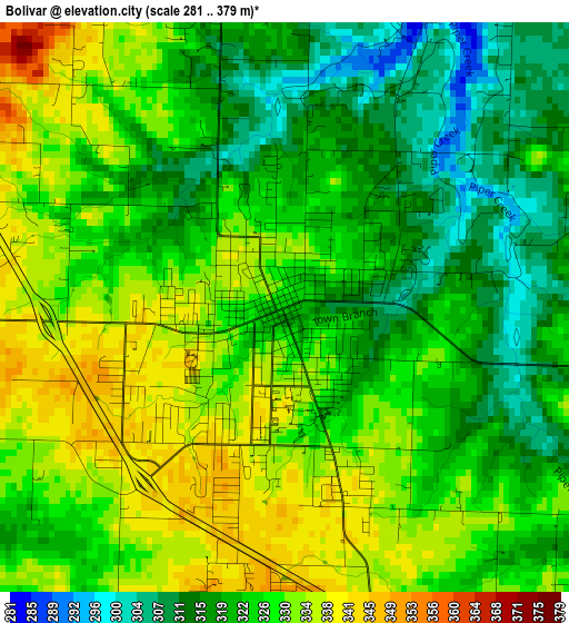 Bolivar elevation map