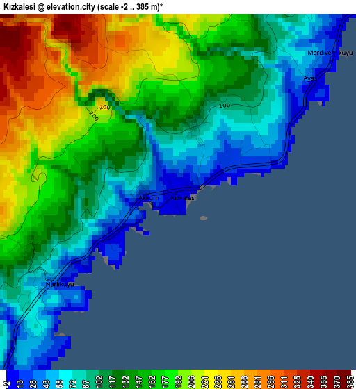 Kızkalesi elevation map