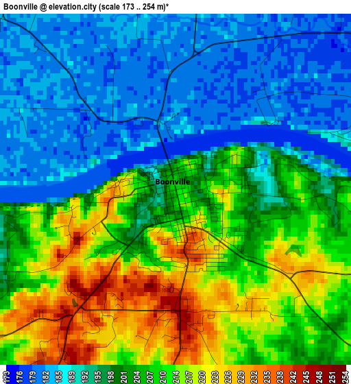 Boonville elevation map