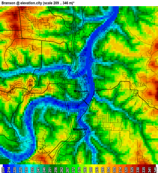 Branson elevation map