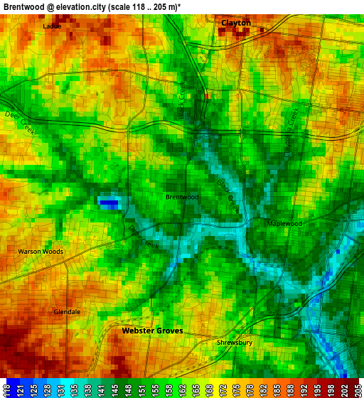 Brentwood elevation map