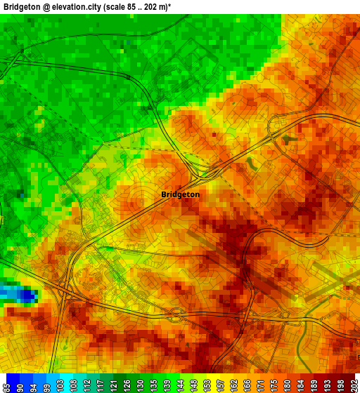 Bridgeton elevation map