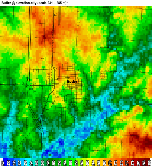 Butler elevation map