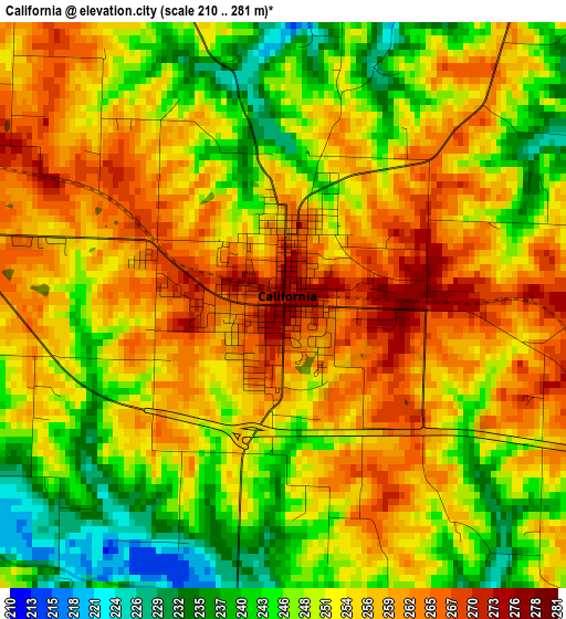 California elevation map