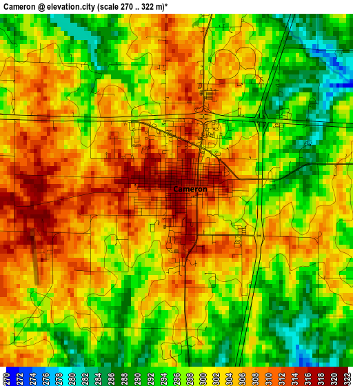 Cameron elevation map