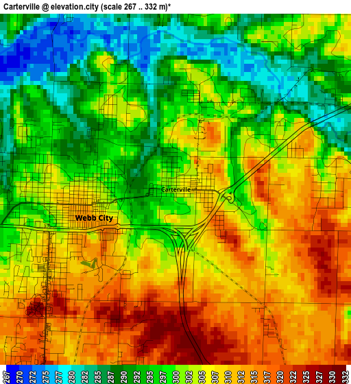 Carterville elevation map