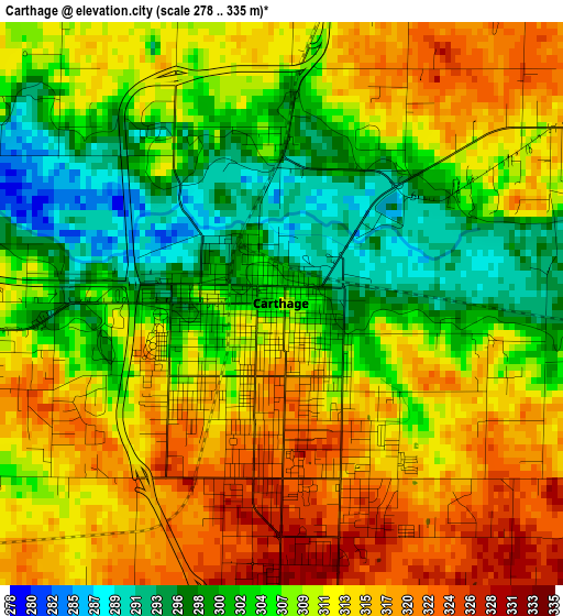 Carthage elevation map