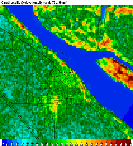 Caruthersville elevation map