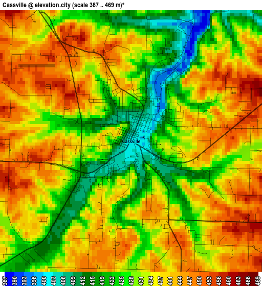 Cassville elevation map