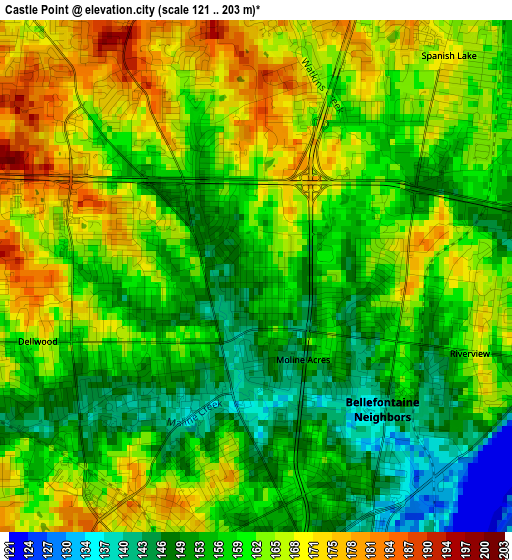 Castle Point elevation map