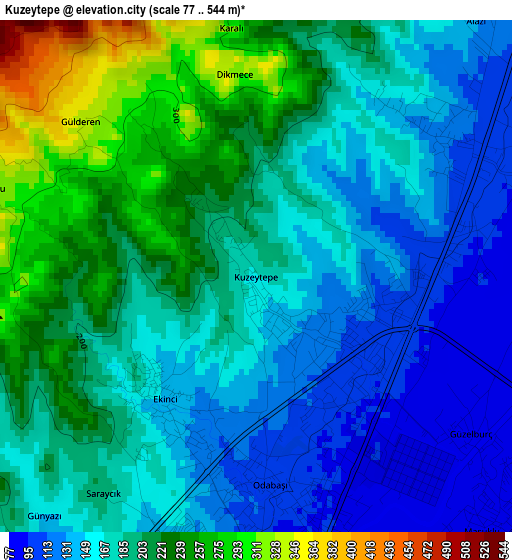 Kuzeytepe elevation map