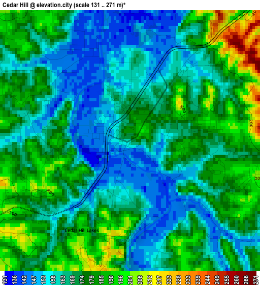 Cedar Hill elevation map