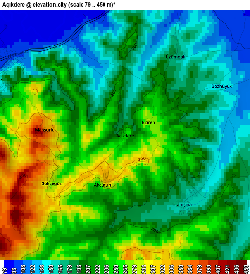 Açıkdere elevation map