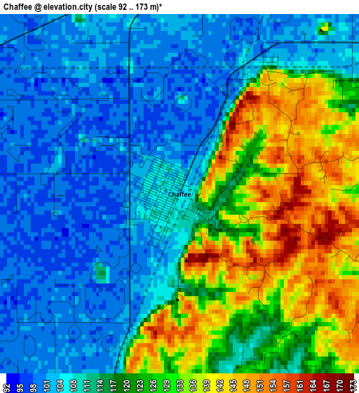 Chaffee elevation map