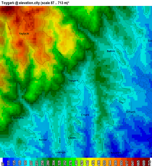 Toygarlı elevation map