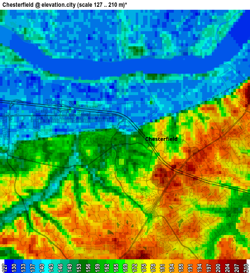 Chesterfield elevation map