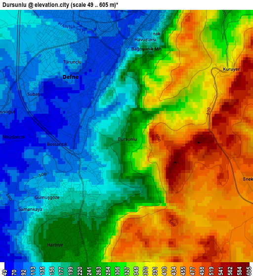 Dursunlu elevation map