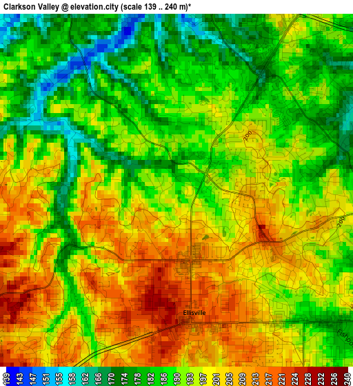 Clarkson Valley elevation map