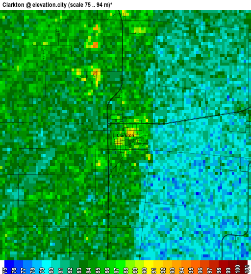 Clarkton elevation map