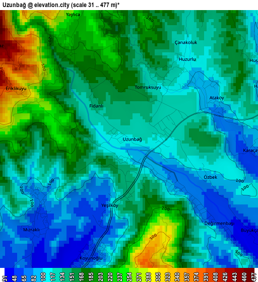 Uzunbağ elevation map