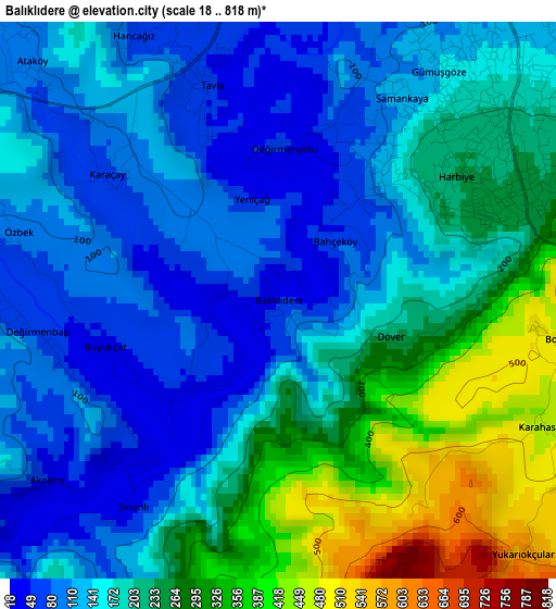 Balıklıdere elevation map