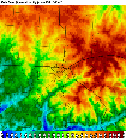 Cole Camp elevation map